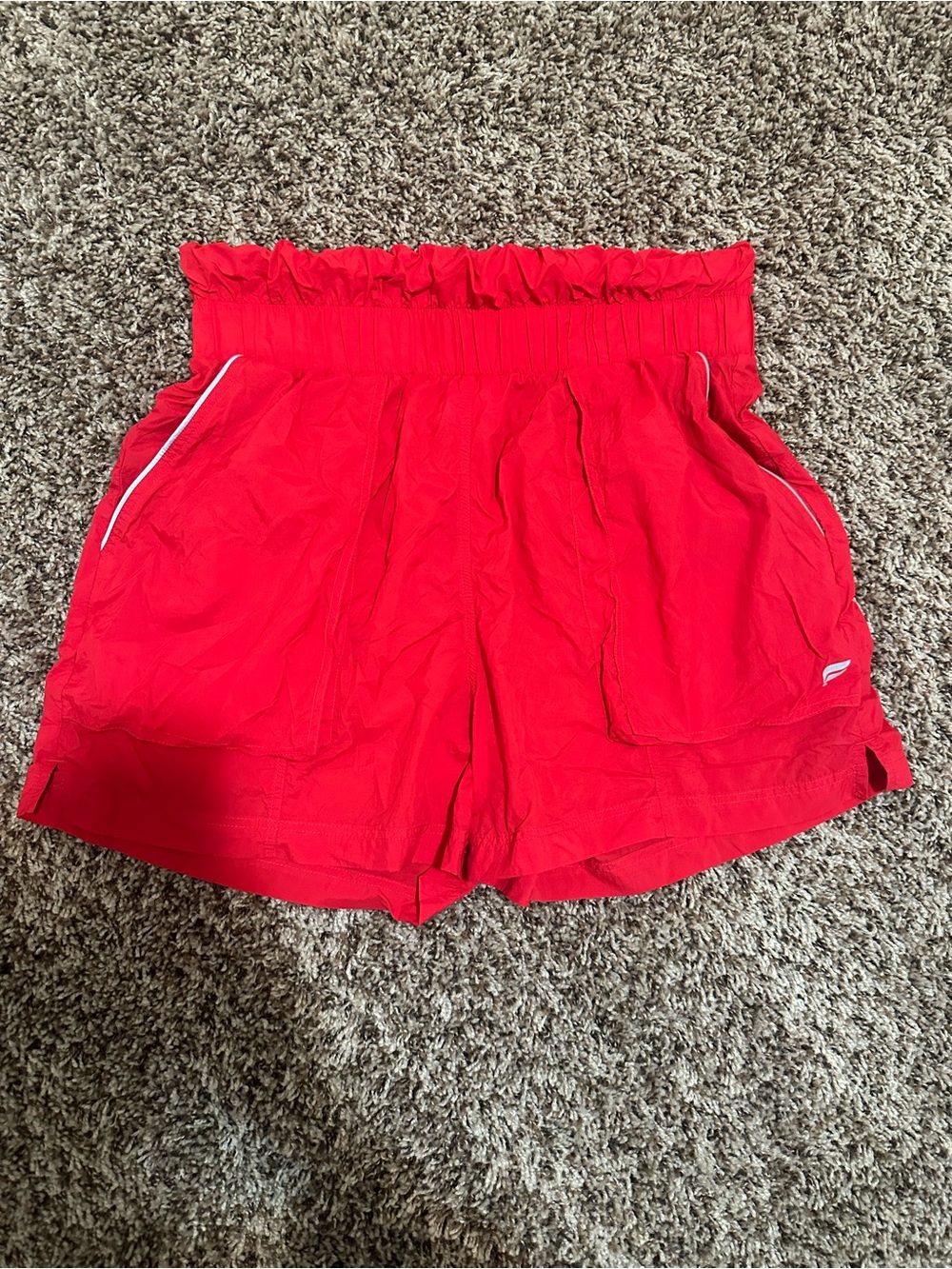 Fabletics Red High-Waist Paperbag Athletic Shorts